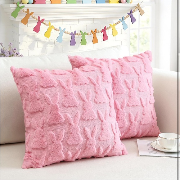 🐰Pink Plush Bunny Throw Pillow covers - Picture 7 of 7